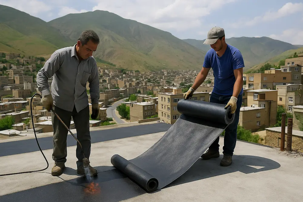 نصب ایزوگام در مریوان برای اب بندی سقف 