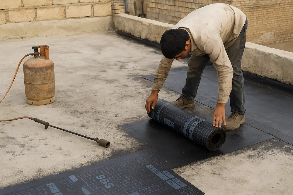 نصب ایزوگام در دیواندره با شرایط اقلیمی خاص تصویر نصب ایزوگام