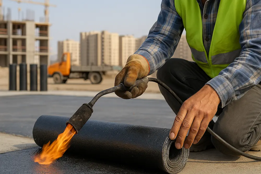 نصب ایزوگام در گلبهار با ایزوگام طرح دار تصویر نصب ایزوگام