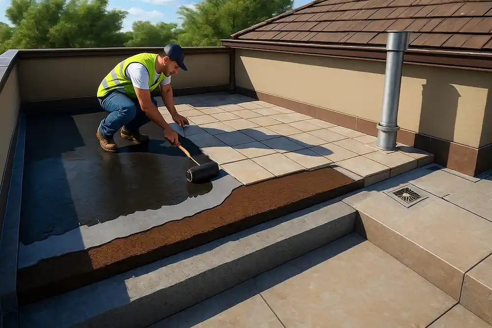 راهنمای کامل ضد آب کردن خانه؛ زمان و روش اجرا تصویر ضد آب کردن خانه در پشت بام و روف گاردن