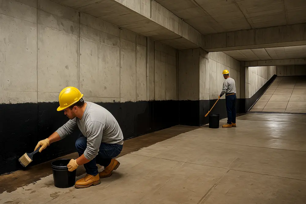 راهنمای کامل ضد آب کردن خانه؛ زمان و روش اجرا تصویر ضد آب کردن خانه در زیرزمین و پارکینگ