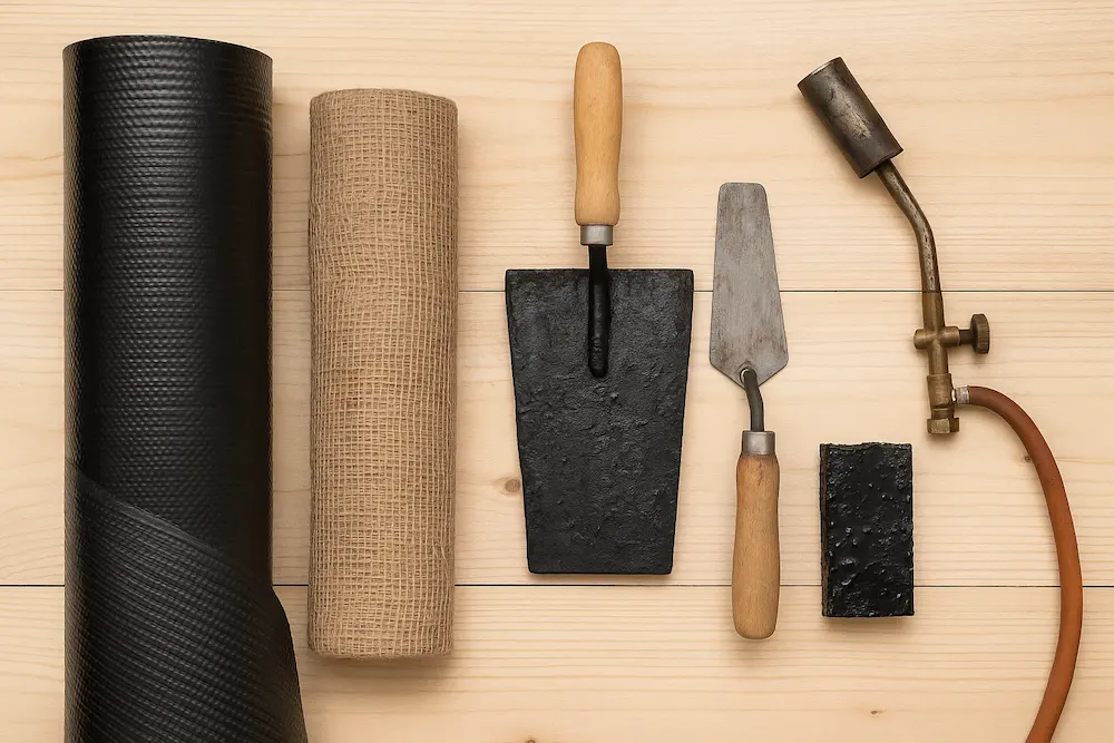 تفاوت قیرگونی و ایزوگام چیست | انتخاب بهترین روش عایق کاری ابزار نصب قیرگونی و ایزوگام