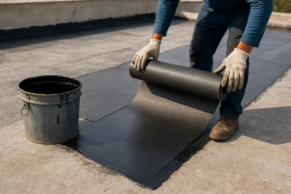 اجرای چسب ایزوگام روی سطح بتنی