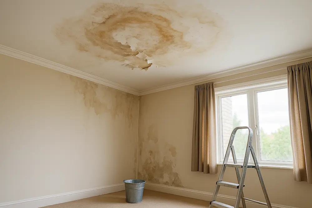 تصویر نشانه ها و عوارض نفوذ آب از سقف