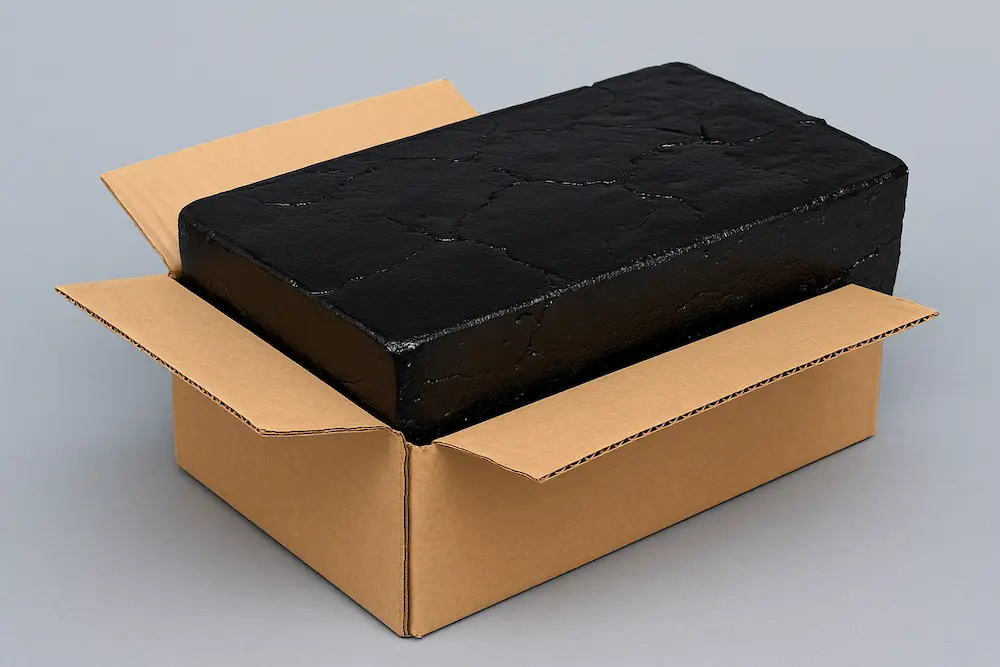 بلوک قیر کارتنی داخل جعبه مقوایی باز