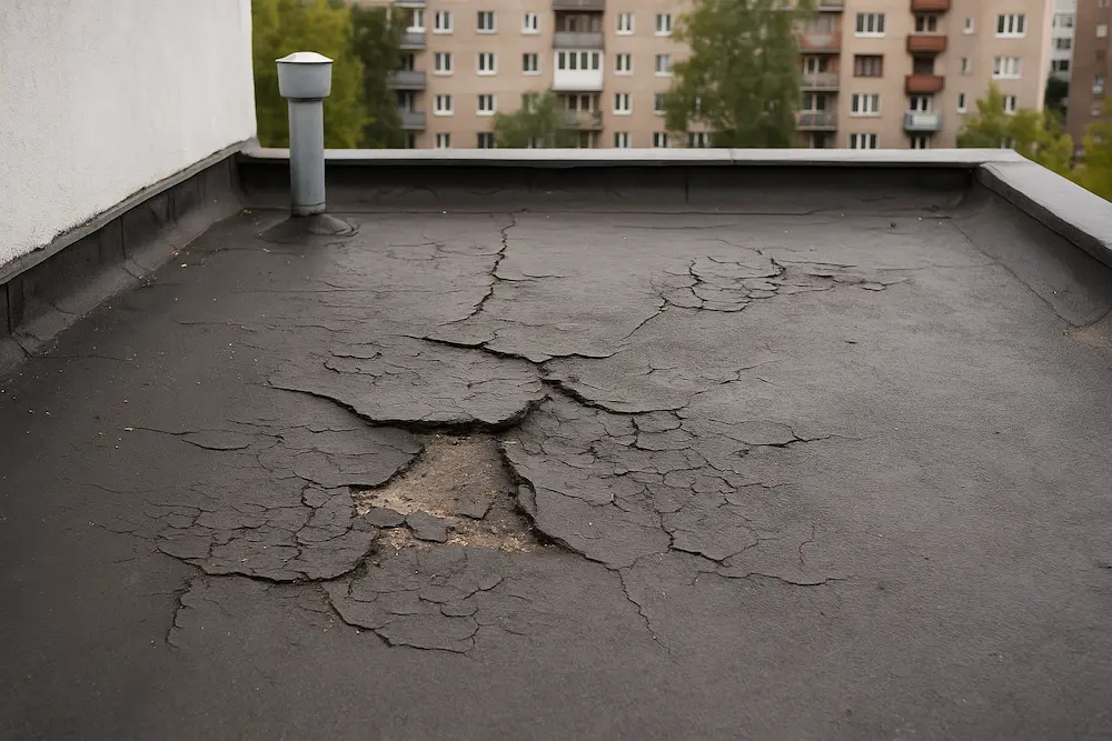 ترک خوردگی و پوسته شدن ایزوگام روی بام مسکونی